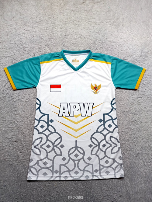 Jersey Putih APW dengan Motif Batik, Garuda, dan Bendera Merah Putih - Jersey Custom PROKAOS