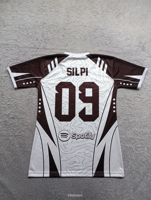 Jersey Putih-Coklat dengan Desain Peta & Logo "HEXA" - Gambar 2
