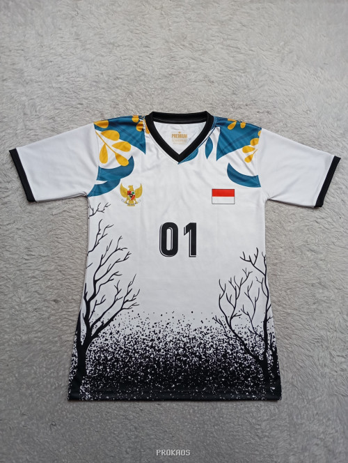 Jersey Putih Desain Alam & Lambang Garuda Indonesia - Jersey Custom PROKAOS
