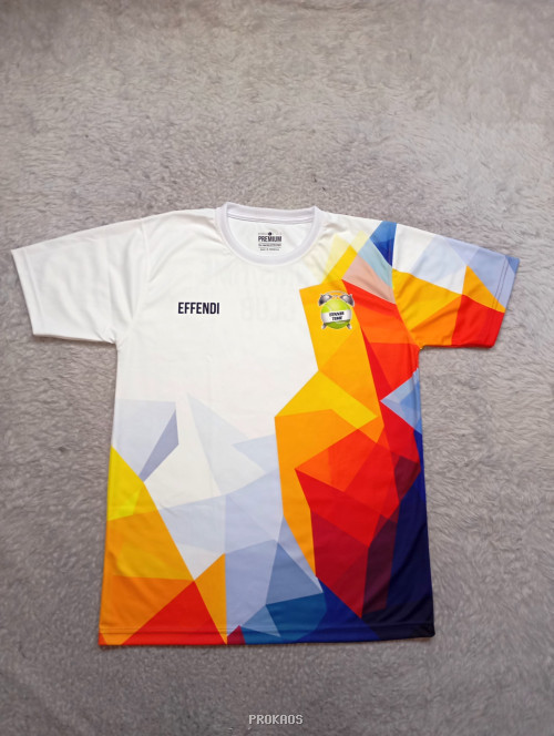 Jersey Putih Desain Geometris Colorful - Jersey Custom PROKAOS