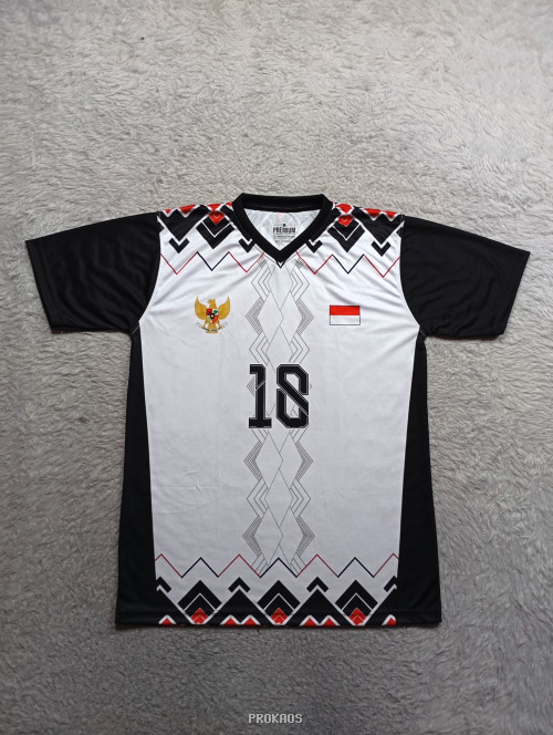 Jersey Putih Merah Hitam dengan Garuda dan Bendera Merah Putih - Jersey Custom PROKAOS