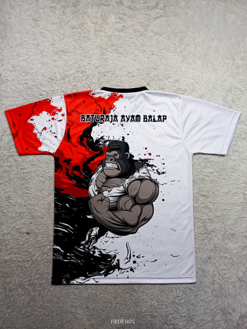 Jersey Putih Merah Hitam dengan Motif Abstrak dan Logo - Gambar 2