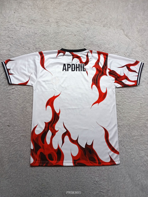 Jersey Putih Pencak Silat dengan Motif Api Merah - Gambar 2