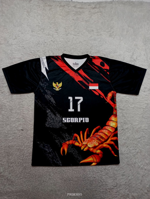 Jersey Scorpio Hitam: Desain Zodiak & Nasionalisme - Jersey Custom PROKAOS