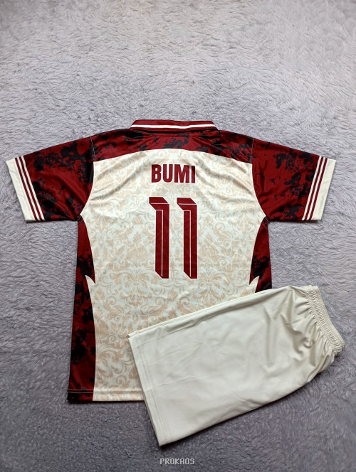 Jersey Sepak Bola LEXICOART : Krem, Merah Marun - Gambar 2