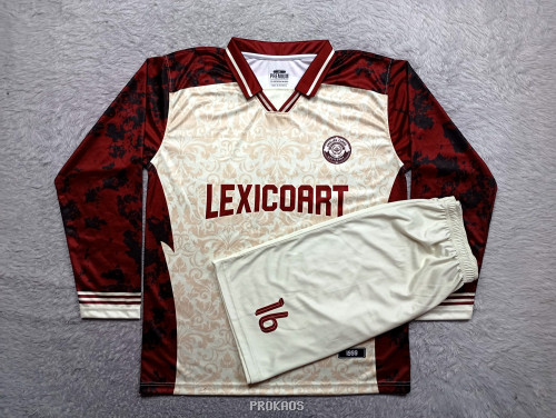 Jersey Sepak Bola LEXICOART : Krem, Merah Marun - Gambar 3
