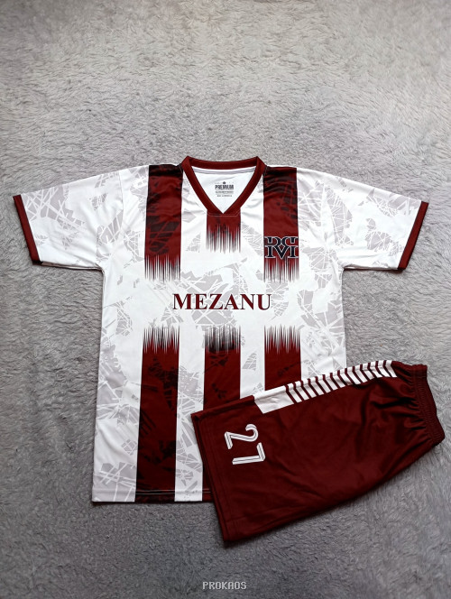 Jersey Sepak Bola MEZANU : Putih, Merah Maroon - Gambar 3