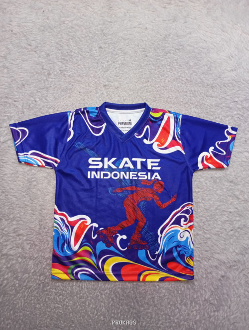 Jersey Skate Indonesia Biru dengan Desain Dinamis - Jersey Custom PROKAOS