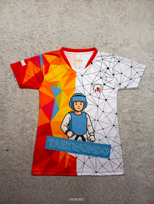 Jersey Taekwondo: Desain Geometris & Ilustrasi Atlet - Jersey Custom PROKAOS