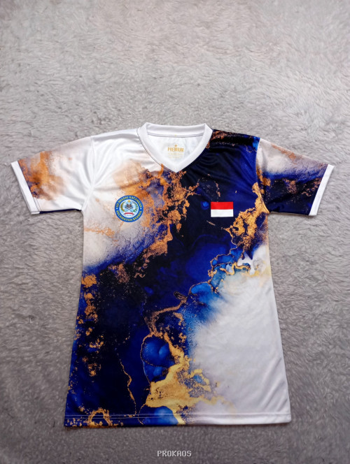 Jersey V-Neck dengan Motif Cairan Emas dan Logo - Jersey Custom PROKAOS