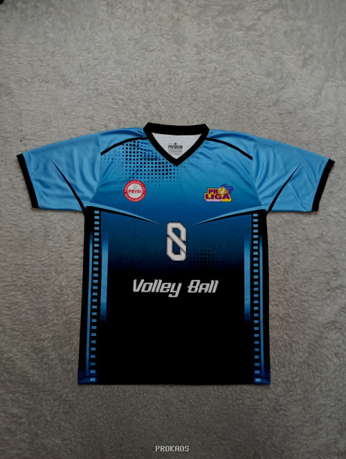 Jersey Voli Biru dengan Desain Dinamis dan Logo - Jersey Custom PROKAOS
