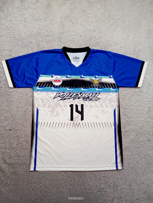 Jersey Voli Biru Putih #14: Desain Sportif & Dinamis - Jersey Custom PROKAOS