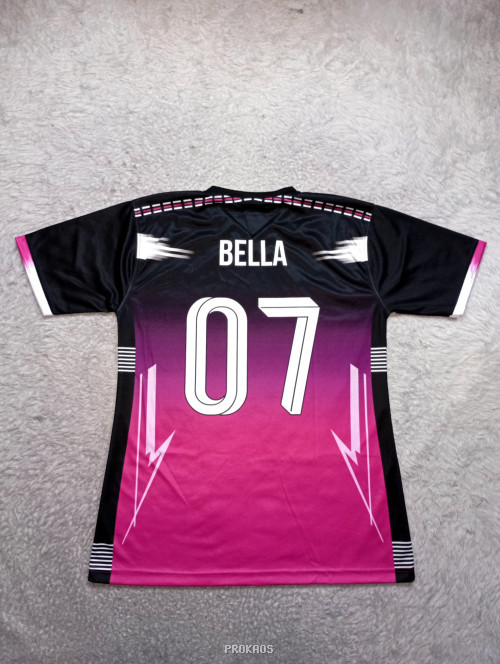 Jersey Voli 'Bubblegum' dengan Desain Gradasi Pink Hitam - Gambar 2