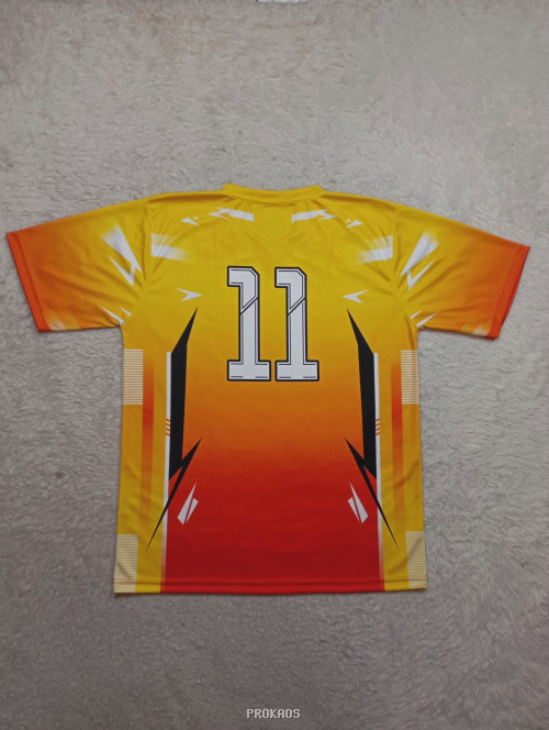 Jersey Voli: Gradasi Kuning-Oranye dengan Nomor 11 - Gambar 2