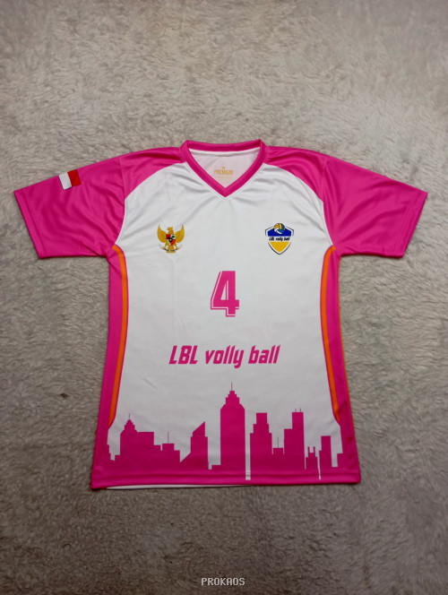 Jersey Voli: Kombinasi Pink & Putih dengan Desain Kota - Jersey Custom PROKAOS
