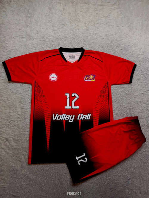 Jersey Voli Merah-Hitam: '12', PBVSI & Proliga - Jersey Custom PROKAOS