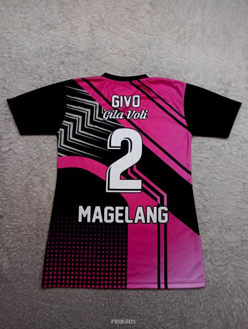 Jersey Voli Merah Muda-Hitam dengan Desain Modern - Gambar 2