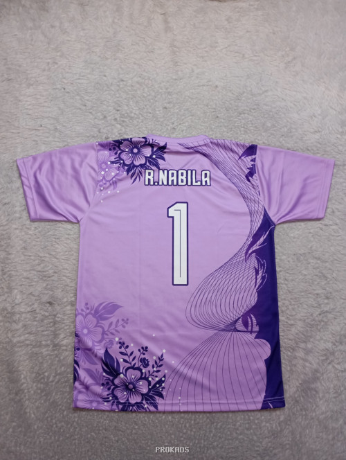 Jersey Voli Ungu dengan Motif Bunga dan Nomor 1 - Gambar 2