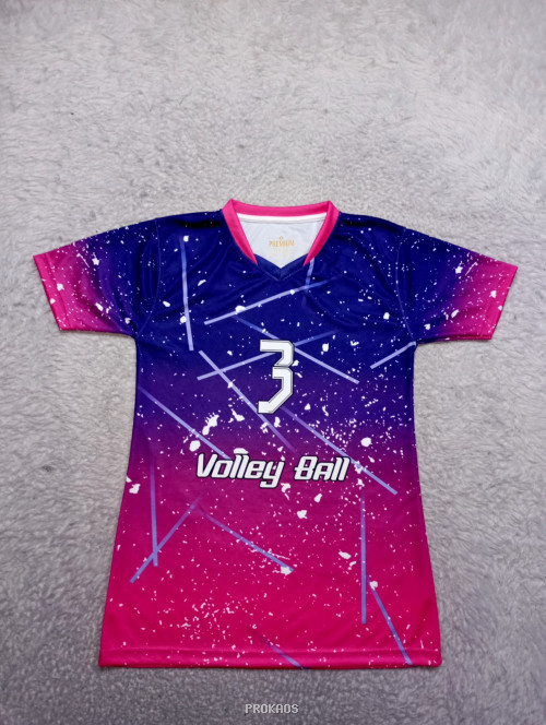 Jersey Voli Ungu-Pink, Nomor 3, Desain Abstrak - Jersey Custom PROKAOS