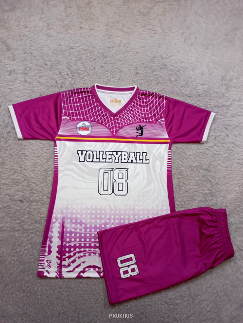 Jersey Voli Ungu-Putih Desain Modern Nomor 08 - Jersey Custom PROKAOS