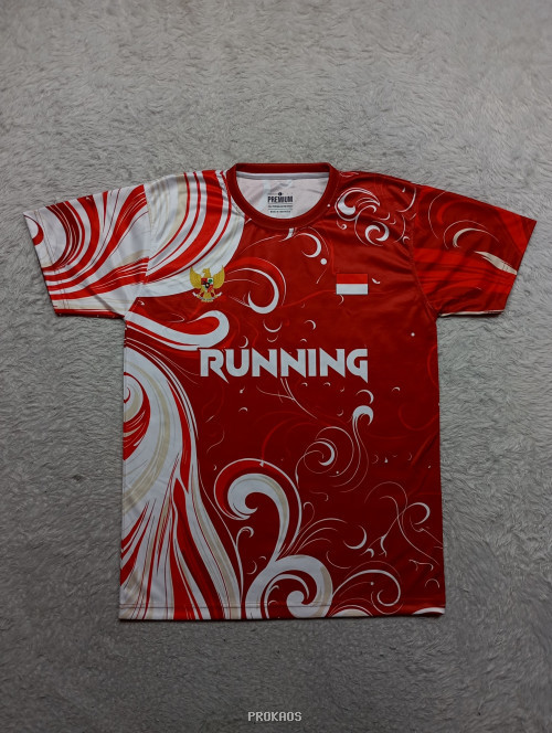 Kaos Lari Merah Putih: Garuda & Motif Floral - Jersey Custom PROKAOS