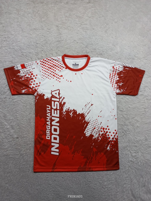 Kaos Merah Putih Dirgahayu Indonesia: Desain Splatter - Jersey Custom PROKAOS