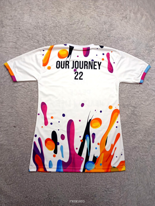 Kaos Putih "Love Peace Healthy Life" dengan Splash Warna-warni - Gambar 2